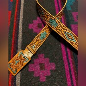 Vintage Hand Painted Leather Belt